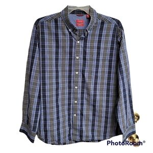 Izod Blue Plaid Button Down Shirt